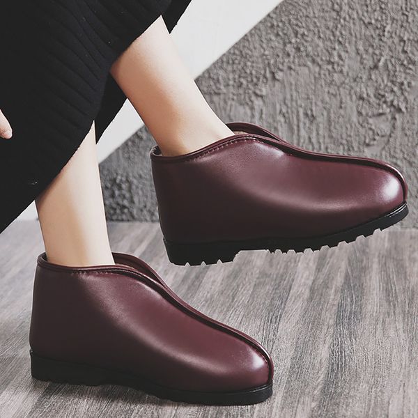 

plus size 35-44 bread shoes women winter leather slippers warm plush slippers home shoes woman's classic 2020, Black