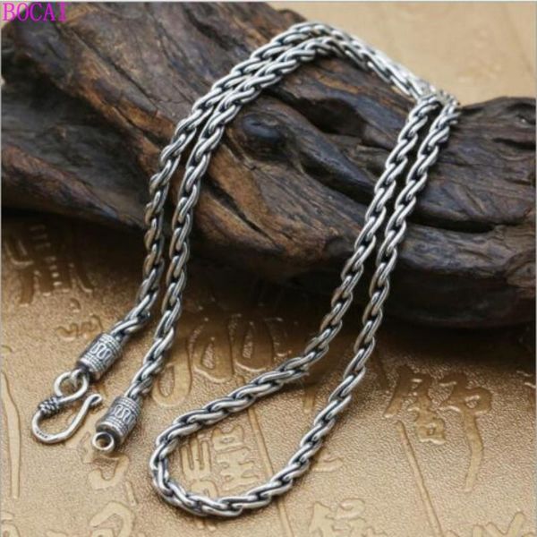 

s925 pure silver men's necklace personality thai silver antique necklace sterling clavicle chain naked chain