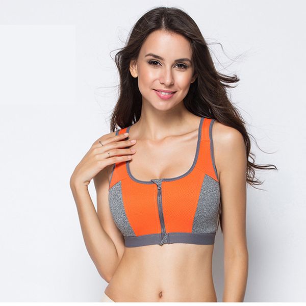 

спорт бюстгальтер женщины zipper push up bra йога фитнес top спортивное бег противоударный проложенный активный wear центр vest йога bh спор, White;black