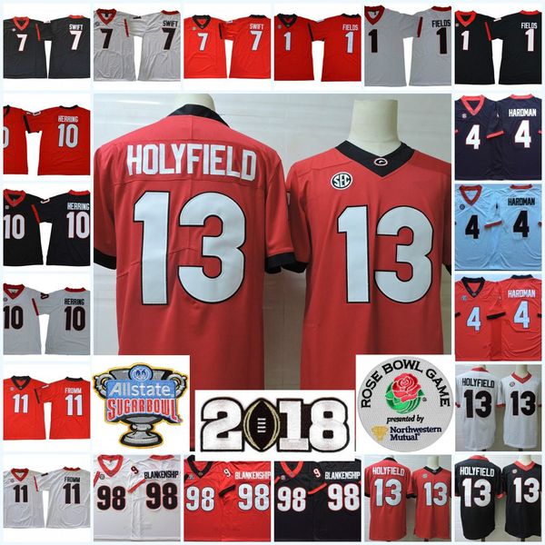 

georgia bulldogs jake fromm dandre swift rodrigo blankenship mecole hardman riley ridley malik herring elijah holyfield isaac nauta jersey, Black