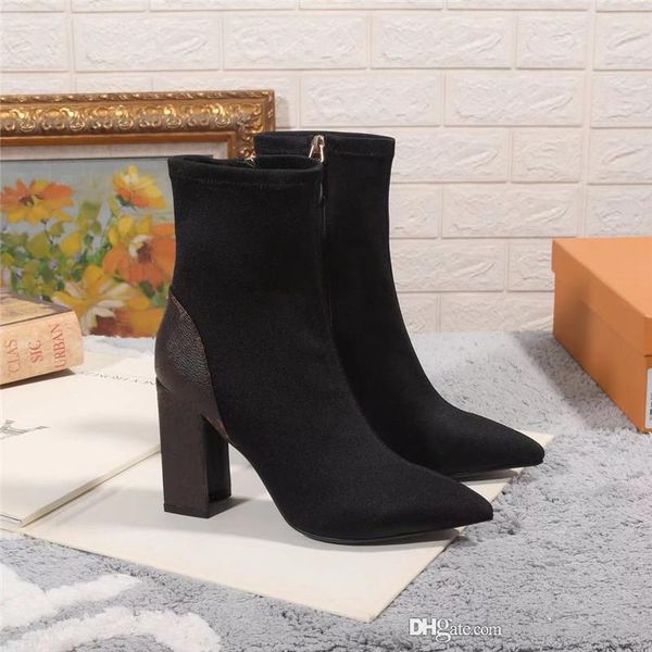 

2019 марка мода роскошные дизайнерские женские туфли известный роскошный дизайнер женские сапоги эластичный бренд сапоги женские зимние сапо, Black