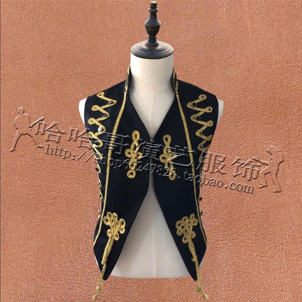 

s-5xl new men black performance vest bar nightclub dj flower lace sleevele vest rock personality show stage singer costumes, Black;white