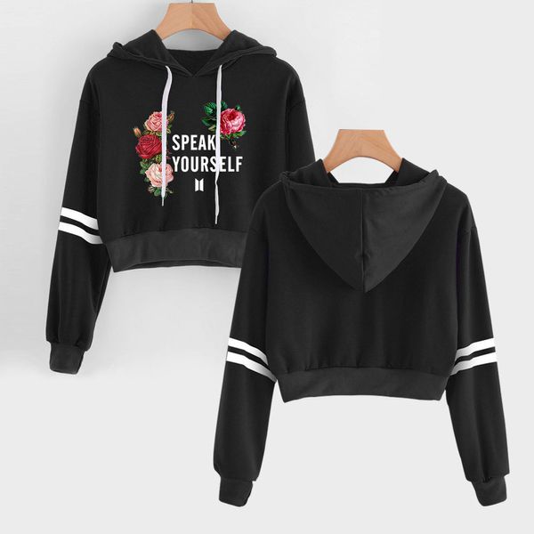 

2019 kpop speak yourself small streetwear hoodie exclusive long sleeve sweatshirts women korean fans fashion k pop clothes, Black