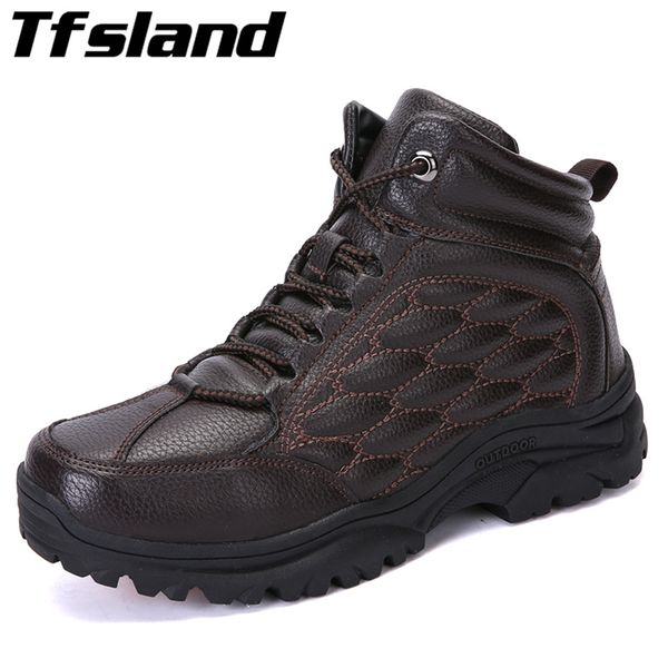

2020 men winter warm velvet hiking shoes waterproof leather climbing fishing shoes men outdoor sneakers trekking