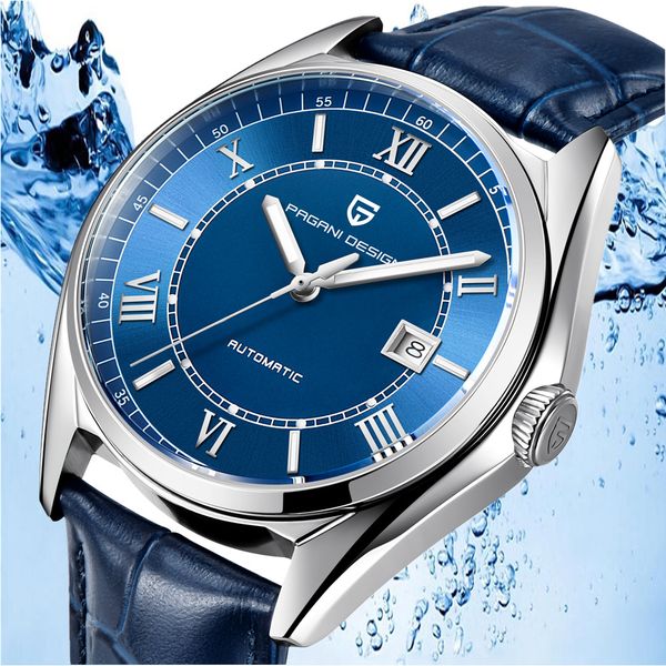 

2019 pagani design automatic mechanical men's watch fashion sports waterproof male watches relogio masculino, Slivery;brown