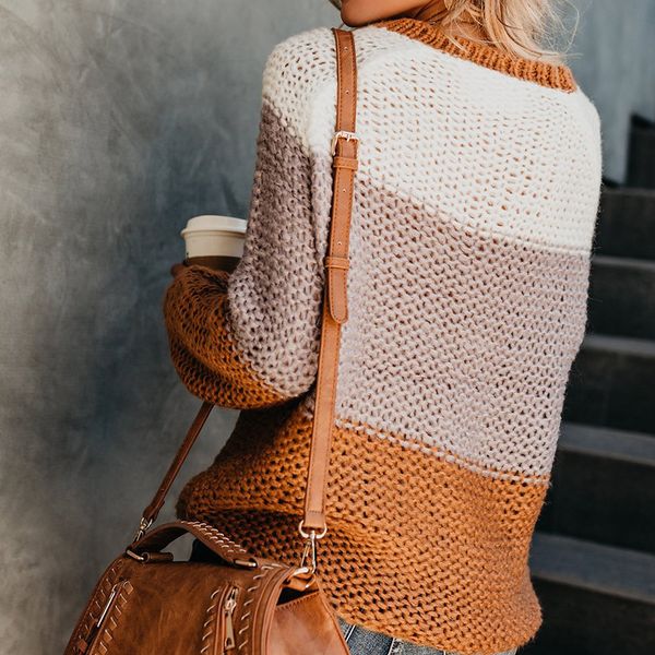 

o neck knitted sweater women autumn winter twist casual jumper sweaters knit pullover, White;black