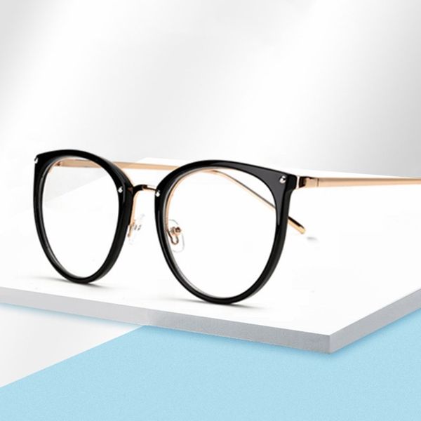 

transparent optical metal frame eyeglasses oversized clear lens glasses men women retro cat eye glasses frames spectacle, Black