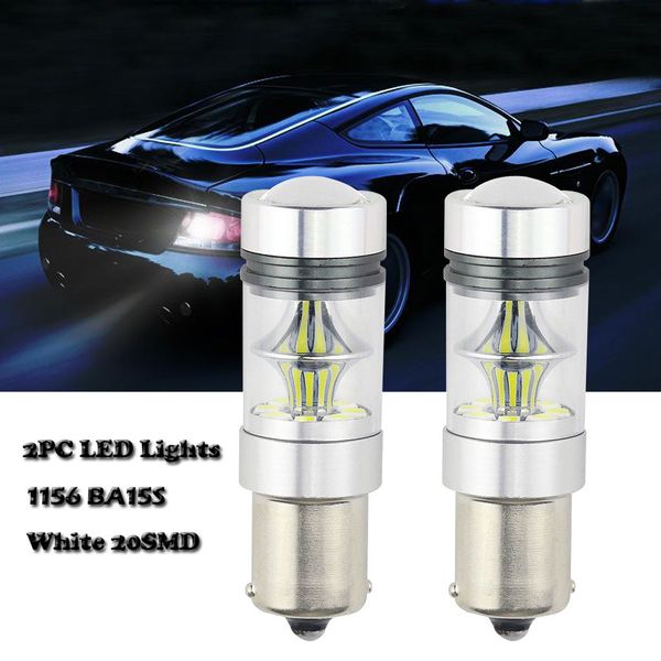 

100w 1156 ba15s 2x white 20smd led backup drl light car reverse bulb lamp 6500k error auto interior doom lamp car styling