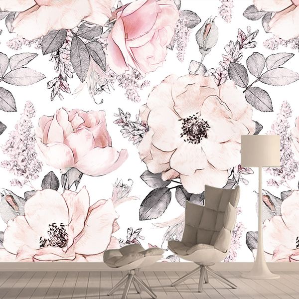 

pink flowers rose wall paper papers home decor 3d wallpapers for living room wallpaper mural self adhesive walls murals rolls