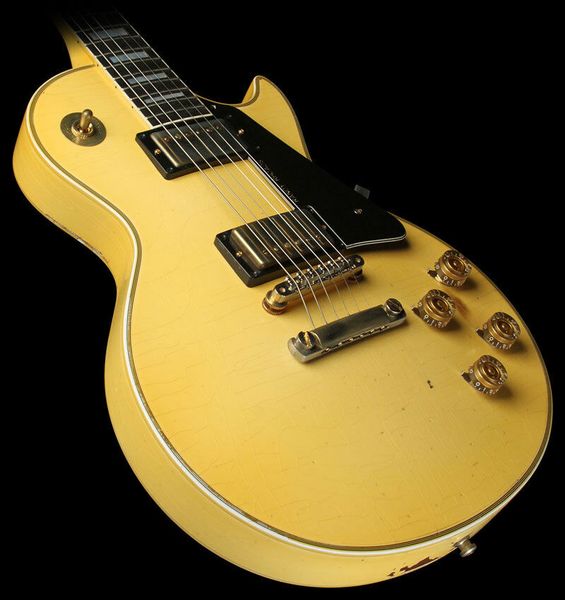 

rare randy rhoads aged 1974 antique white relic electric guitar abr-1 bridge, 1-piece neck small d profile, ebony fretboard, schaller tuner