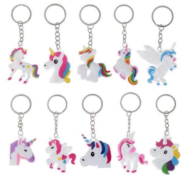 

pvc unicorn keychain keyring cellphone charms handbag pendant kids gift toys phone decoration accessory horse key ring, Silver