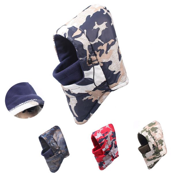 Herbst Winter Männer Frauen Baumwolle Camouflage Beanies Skullies Fleece Thermal Warm Halten Winddicht Radfahren Gesichtsmaske Skifahren Kappe Hut Kopfbedeckung