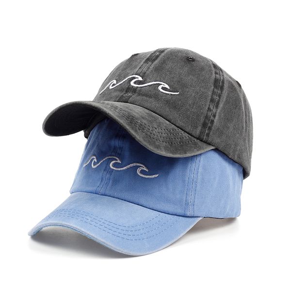 

2020 new dad hats women men sea wave baseball cap fashion sport 4 color hats friend gifts washed hip hop cap, Blue;gray