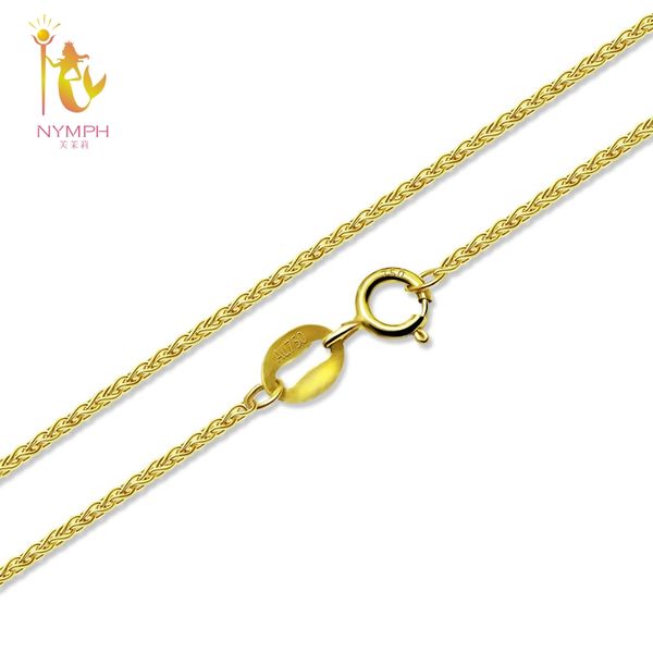 

nymph genuine 18k yellow gold chain fine jewelry real au750 necklace pendant 40cm 45cm 80cm wendding party gift for women x312, Silver