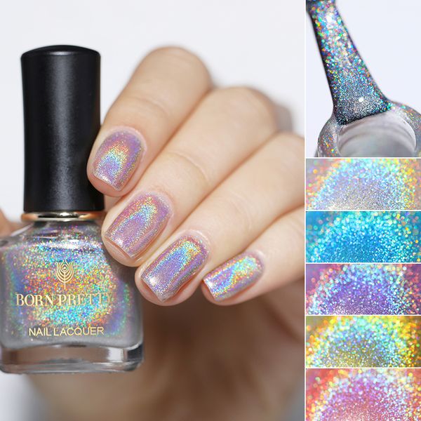 

born pretty 6ml light sensitive holo nail polish shimmer glitter nail gel polish long lasting holographic art varnish