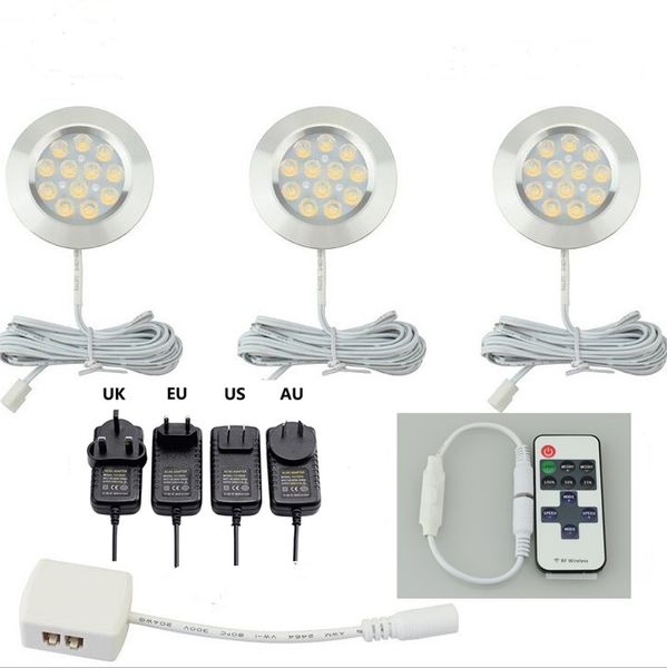 Armário de armário de cozinha LED LUZ DIMMÁVEL 3W ROUNTE ROUNTE PUCK LUZES