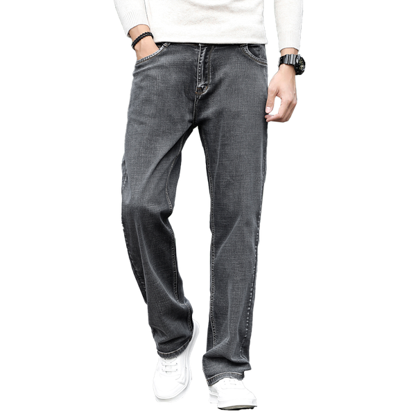 

men loose new baggy jeans cotton denim jeans big size 30-44 stretch straight denim men brand obesity pants, Blue