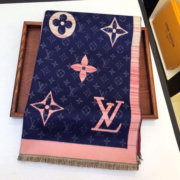 

2019a4 lady scarf of luxury designer high-end quality silk wool pile material ladies'luxury scarf and scarf size 65*190cm, Blue;gray