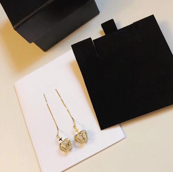 

luxury wedding earrings s925 sterling silver long earrings designer crown jewelry series for women banquet party accessories