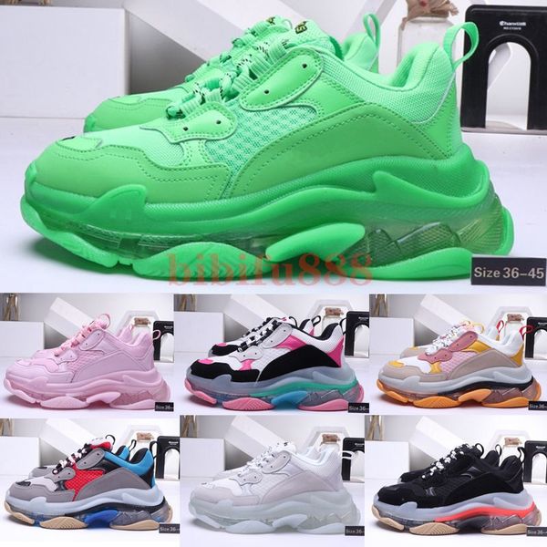 

2019 new triple-s 17fw crystal bottom sneakers women fashion paris luxury casual platform shoe triple s trainers mens designer shoes 36-45, Black