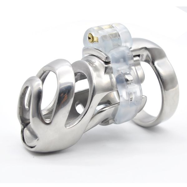

new 3d design cock cage stainless steel male chastity device virginity lock smasturbation toys for men xcxa359