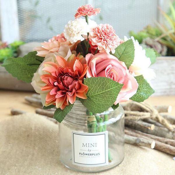 

artificial flowers rose dahlia bouquet imitation flower rose wedding decorative flower bride bouquets party wedding event decor cfyz29q