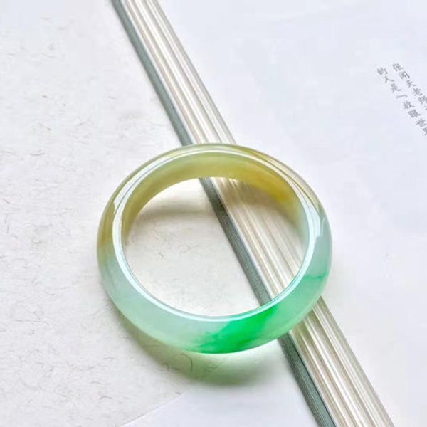 

zheru jewelry natural myanmar jade light tri-color 54-62mm bracelet elegant princess bracelet for mom and girlfriend, Golden;silver