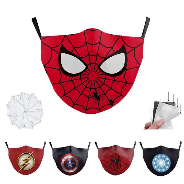 

хлопок маска многоразового и washable для взрослых маска для печати super hero человек-паук против рм2,5 haze пыле защитная маска