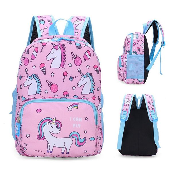 

1 pc children cartoon unicorn printed backpack kids unicorn book school girls boy primary school bag double shoulder backpack
