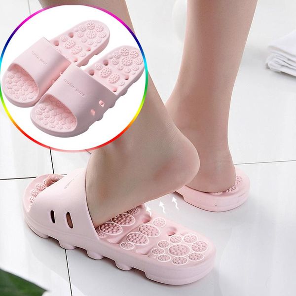

pink massage home shoes woman house slippers  color non-slip slides indoor sandals eva soft guest femme pantoufles, Black