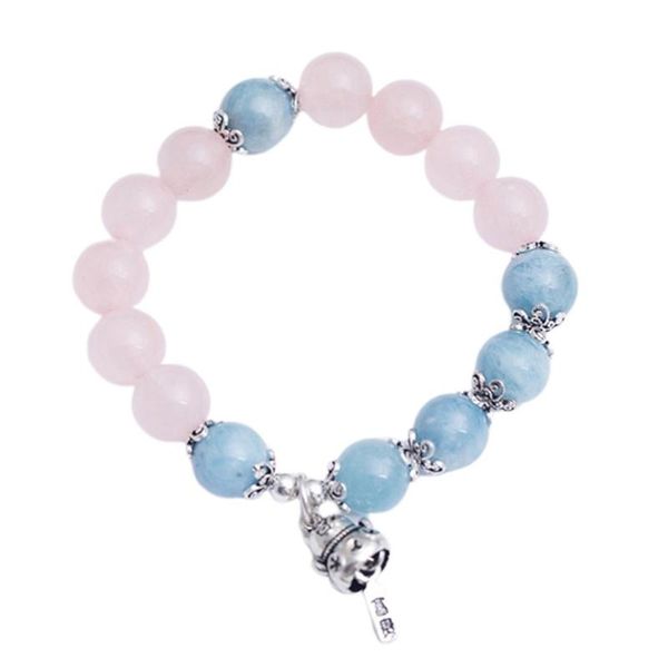 

s925 серебряный натуральный кристалл браслет женщины творческий diy ручной работы натуральный морской синий бисер браслет мода ювелирные изд, Golden;silver