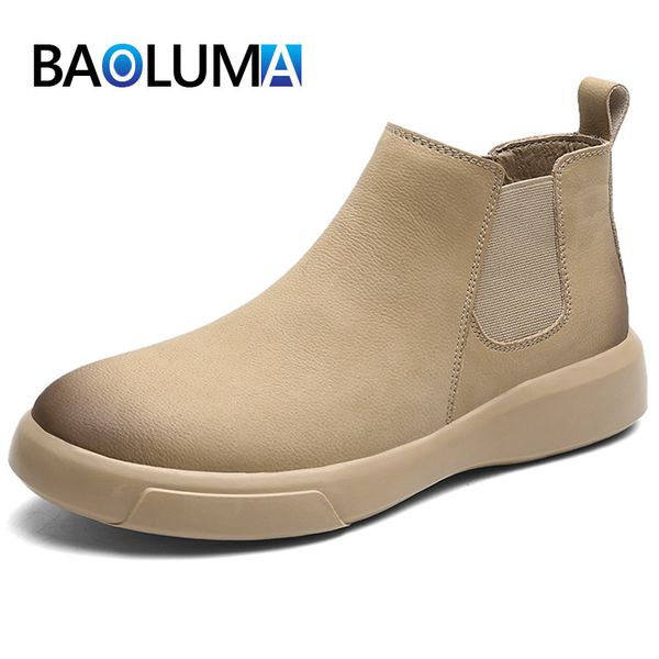 

classic new mens boots comfortable anti-slip boots leather mens fashion casual business ankle, Black