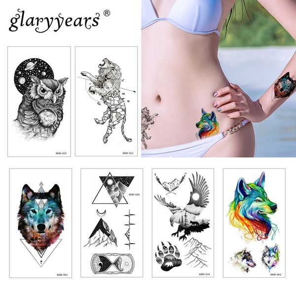 Acheter Glaryyears 1 Feuille Temporaire Tatouage Autocollant Coloré Faux Tatoo Lion Flash Tatto étanche Petit Corps Art Hommes Femmes 20 Designs De