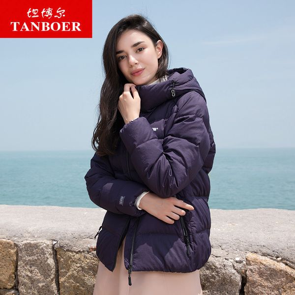 

tanboer women's down jacket 2018 new arrival winter coat light weight warm thick down coat female slim jacket tb18366, Black