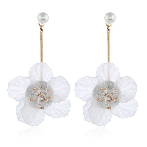 

flowers in summer small fresh lovely flowers long earrings, Golden;silver
