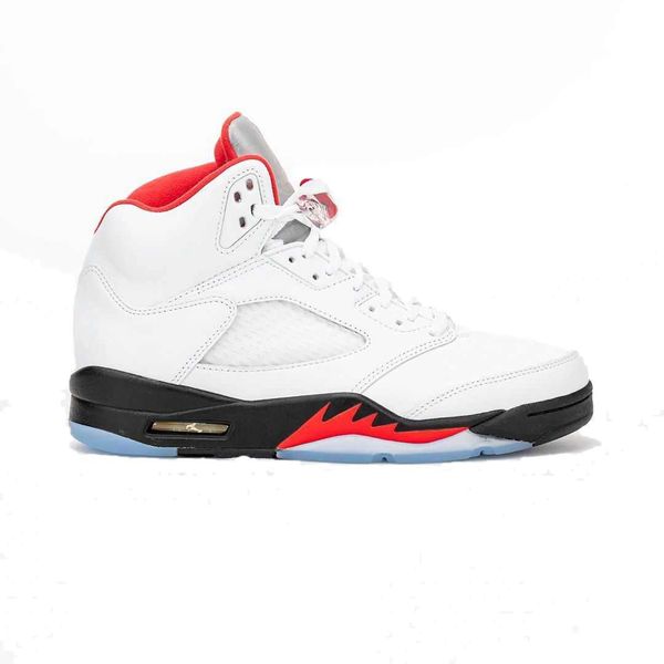 

5s fire red black white red 5 basketball shoes factory version mens trainers new 2020 genuine leather sneakers with box