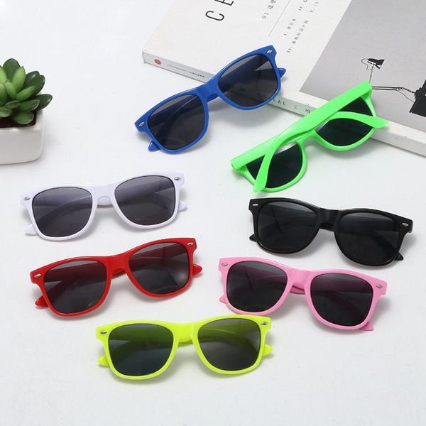 

new children's sunglasses clear lens plastic kids glasses girls boys children's baby retro square rice nail safety glasses uv400, White;black