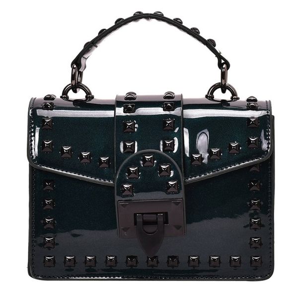

2020 patent leather crossbody bags for women travel handbag chain fashion rivet lock small shoulder messenger bags female flaps