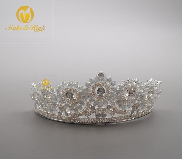 

handmade austrain rhinestones women wedding crown headband bridal tiara headpiece hair jewelry diademe couronne de mariage bijoux cheveux, Golden;white