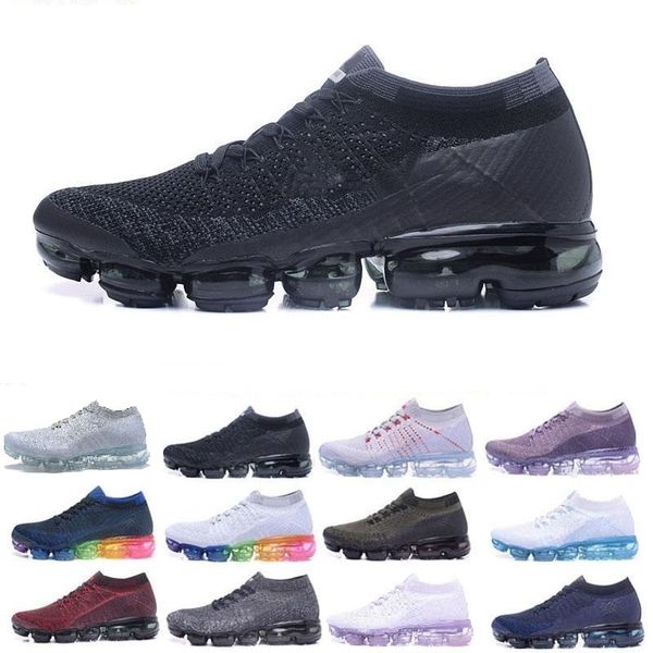 

air mens brand designer shoes women outdoor triple black white shock air cushion walking trainers athletic sneakers primeknit shoes