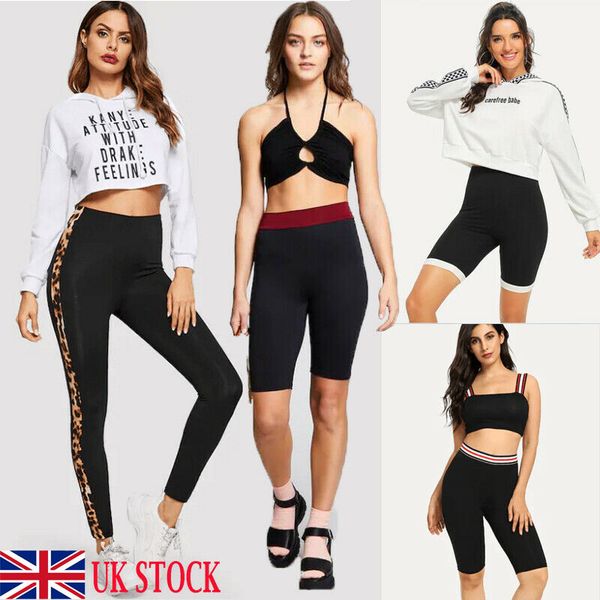 

womens yoga leggings stretch fitness ladies sports gym pants trousers sports gym exercise running jogging pants trouser, White;red