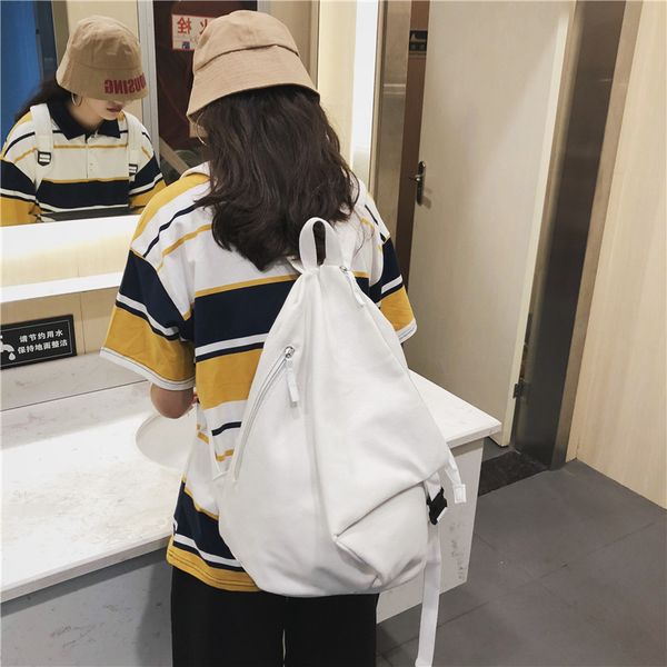 

2019 new style korean-style cool street large capacity bucket bag canvas backpack ins college student school bag