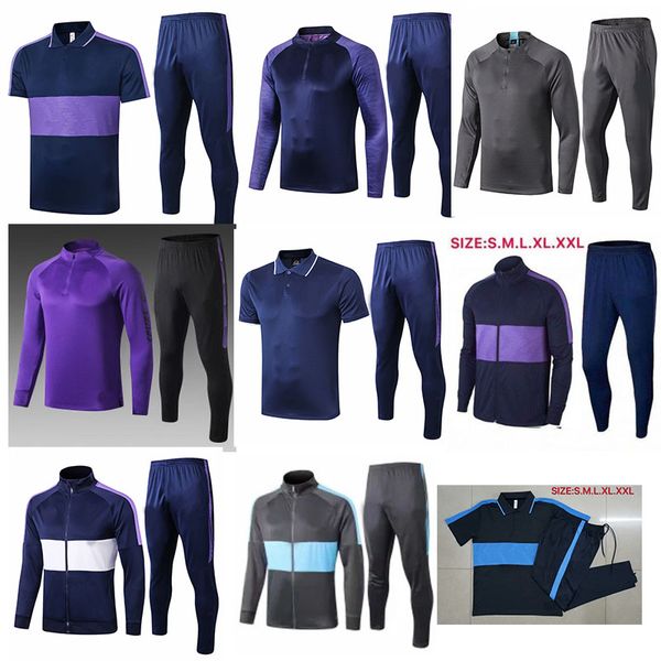 

19 20 tottenham tracksuit kits soccer jogging suits football training suit set long sleeve polo shirts +pants uniforms survetemen jacket, Black