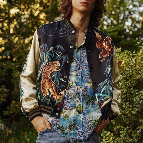 

19fw роскошная европейская куртка eagle tiger pattern jacket мода высокое качество бейсбольная форма пары женщины мужские дизайнерские пальт, Black;brown