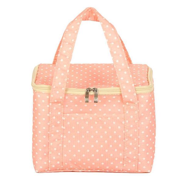 

picnic insulated bag cooler zipper reusable storage large case portable thermal lunch box, Blue;pink