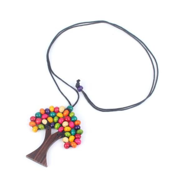 

women's necklace exaggerates individuality natural log beads tree of life bohemian natural elements fashion jewelry ing, Silver