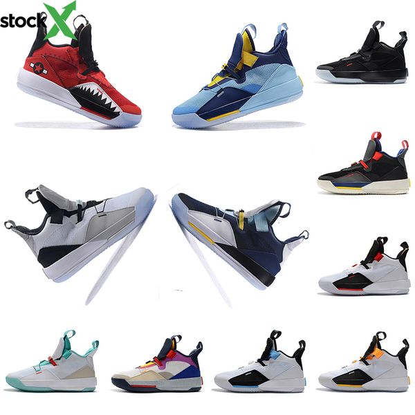 

with box mens basketball shoes xxxiii pf 33 future of flight utility blackout tech pack 33s black dark smoke grey sail sneakers