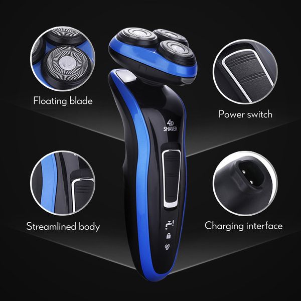 

4 in 1 cordless mens electric shavers washing 3d steel blade beard shaver nose head haircut mens 100-240v household men groomer