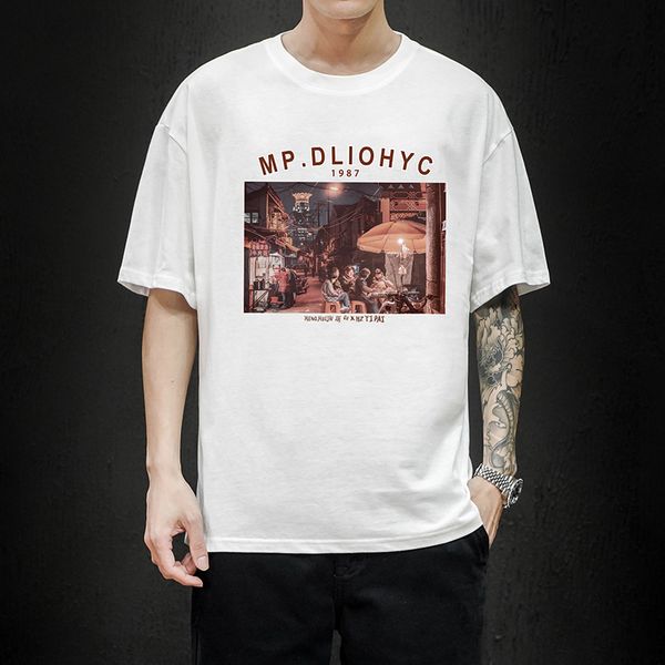 

2020 summer casual print t shirt men cotton short sleeve man t-shirt o-neck loose & tees mens funny tee shirt homme s-xxl, White;black