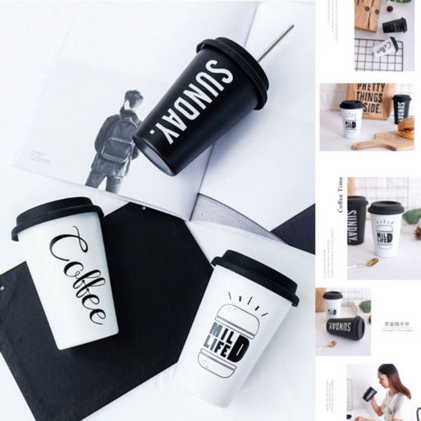 

500ml Coffee Mugs Thickened Stainless Steel Coffee Mugs Tea Cups Big Travel Mug Camping Mugs Coffee Cup With Lid Straws